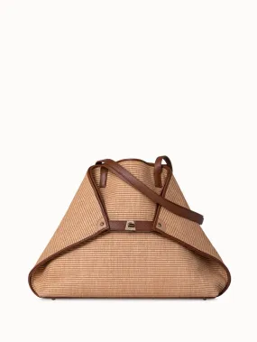 Medium Ai Shoulder Bag in Raffia with Leather Trim