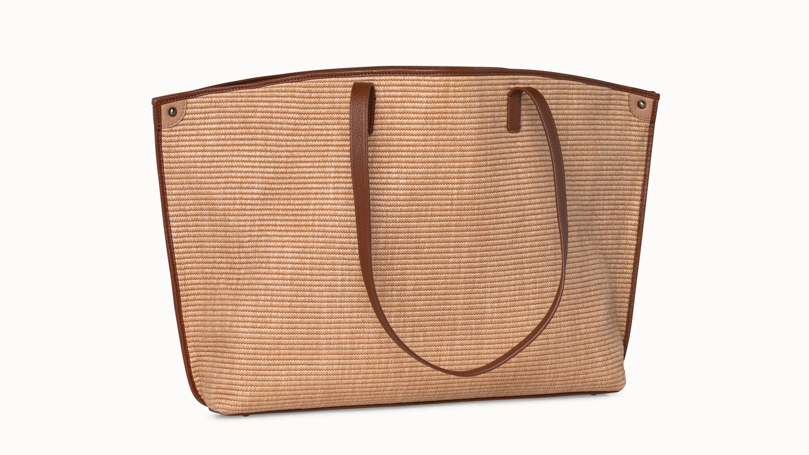 Medium Ai Shoulder Bag in Raffia with Leather Trim