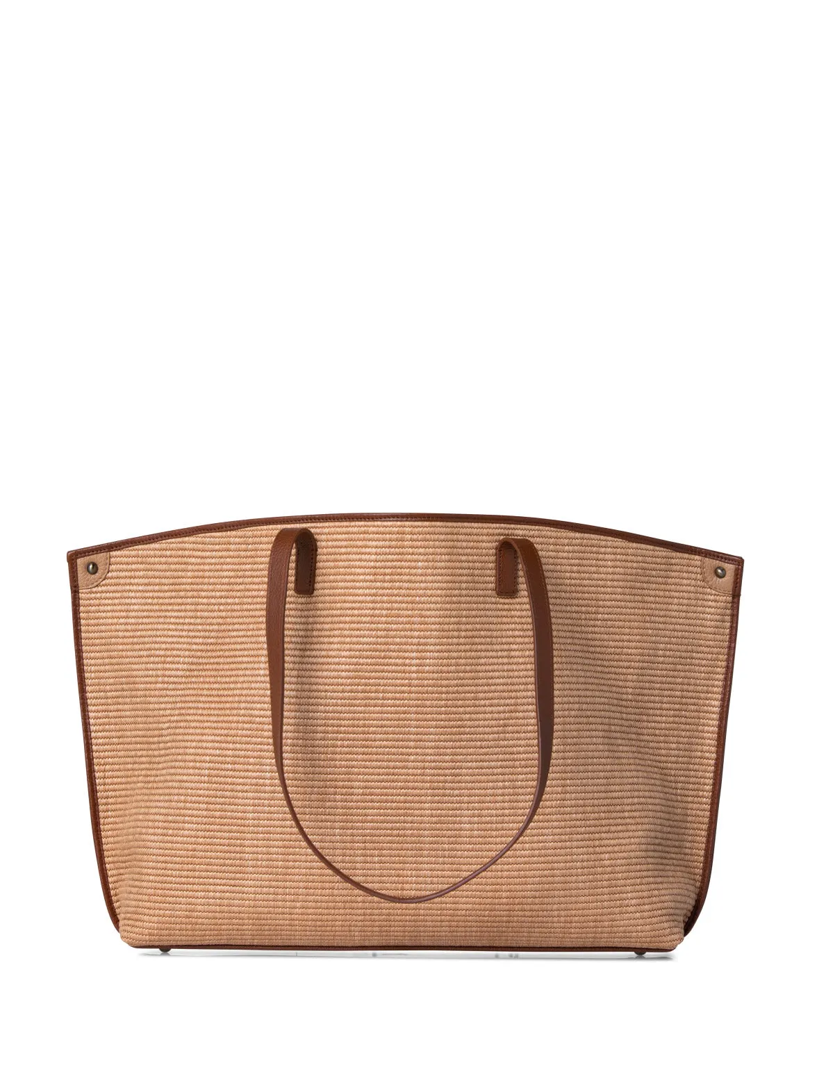 Medium Ai Shoulder Bag in Raffia with Leather Trim