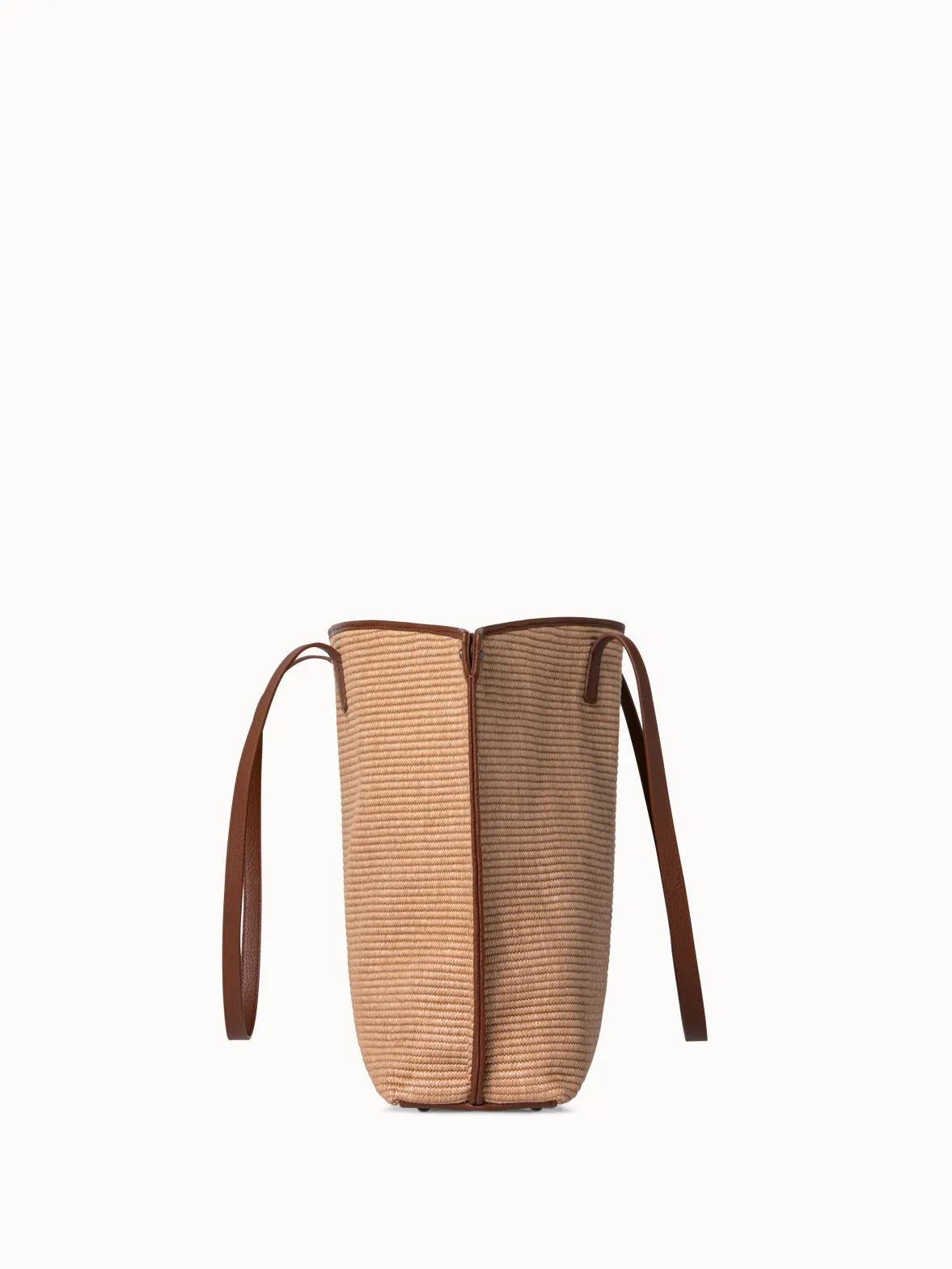 Medium Ai Shoulder Bag in Raffia with Leather Trim