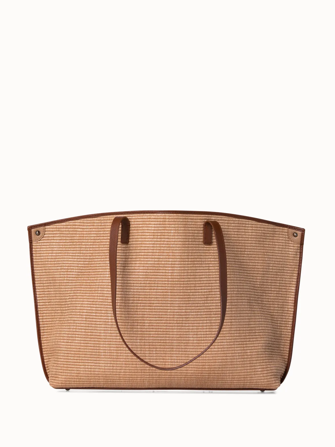 Medium Ai Shoulder Bag in Raffia with Leather Trim