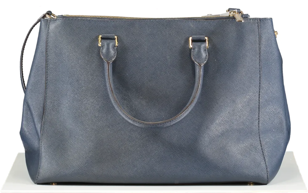 Michael Kors Blue Sullivan Saffiano Leather Top Zip Tote Bag