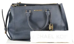 Michael Kors Blue Sullivan Saffiano Leather Top Zip Tote Bag