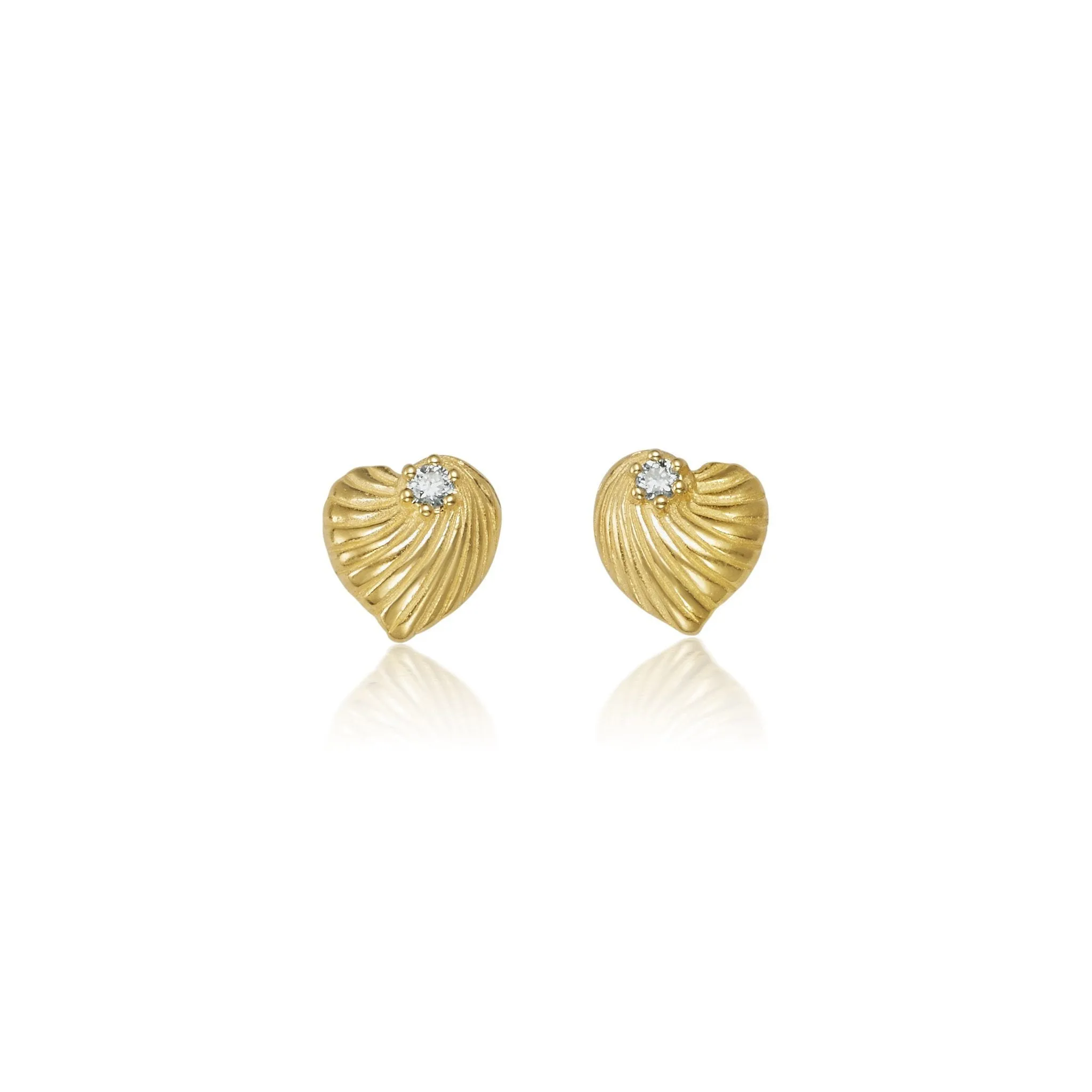 Mini Diamond Heart Shell Studs