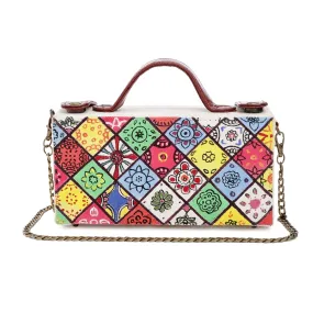 Mosaic Women Hand Painted crossbody Clutch Bag