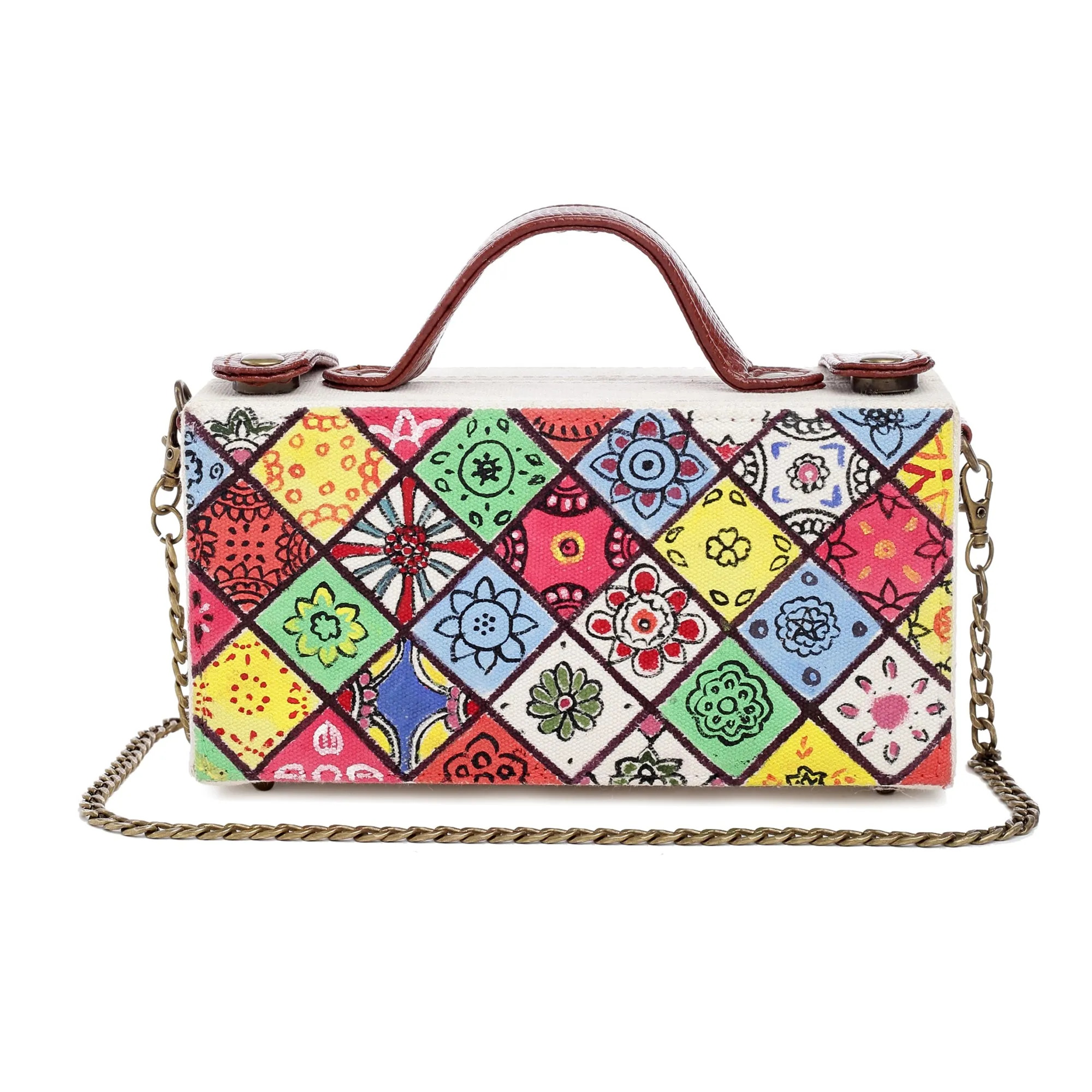 Mosaic Women Hand Painted crossbody Clutch Bag