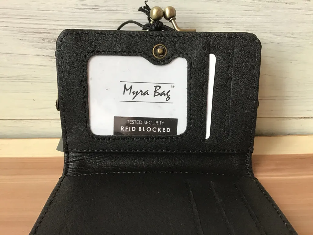 Myra Bag Black & White Hair On Kisslock Wallet