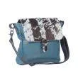 Myra Bags Blue Rose Leather & Hairon Bag