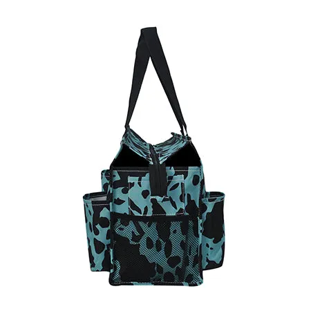 Neon Cow Turquoise NGIL Zippered Caddy Organizer Tote Bag