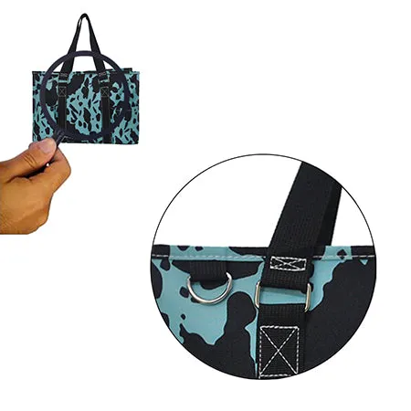 Neon Cow Turquoise NGIL Zippered Caddy Organizer Tote Bag