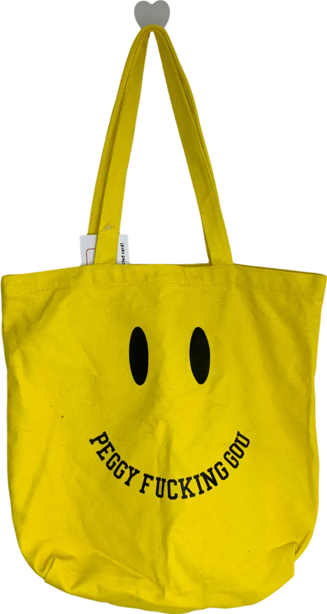 Peggy Goods Yellow Canvas Smiley Tote Bag