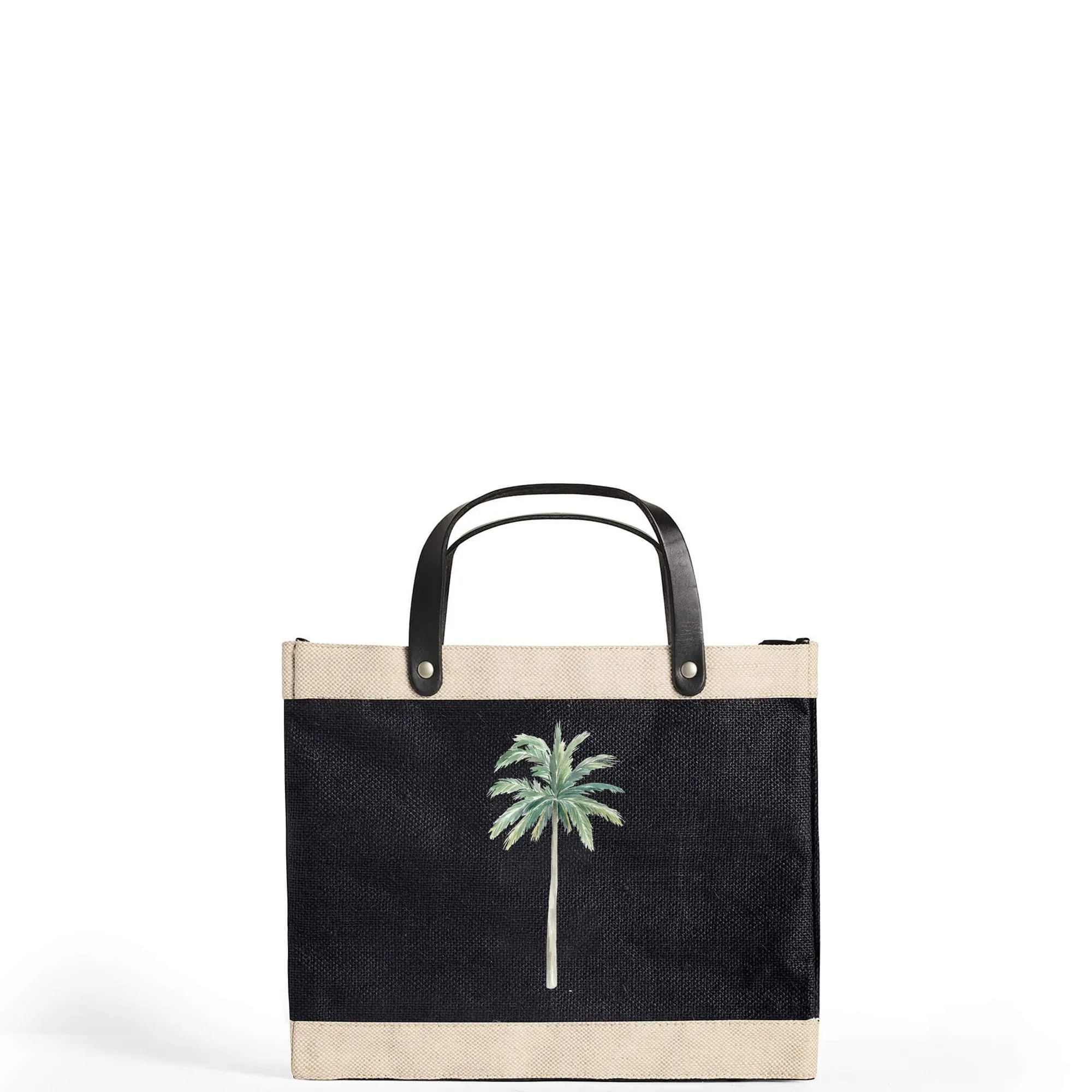 Petite Market Bag in Black Palm Tree by Amy Logsdon