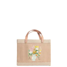 Petite Market Bag in Natural Bouquet with White Vase by Amy Logsdon