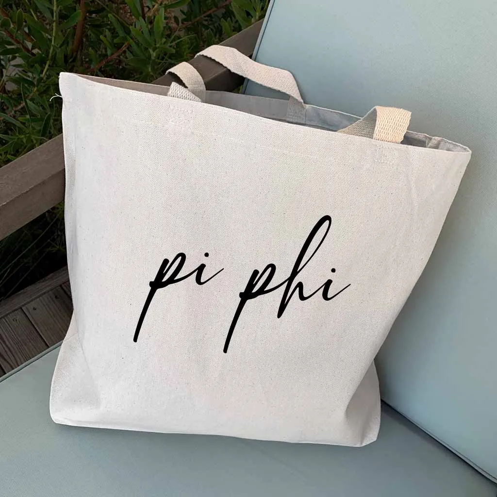 Pi Beta Phi Script Writing Nickname Canvas Tote Bag