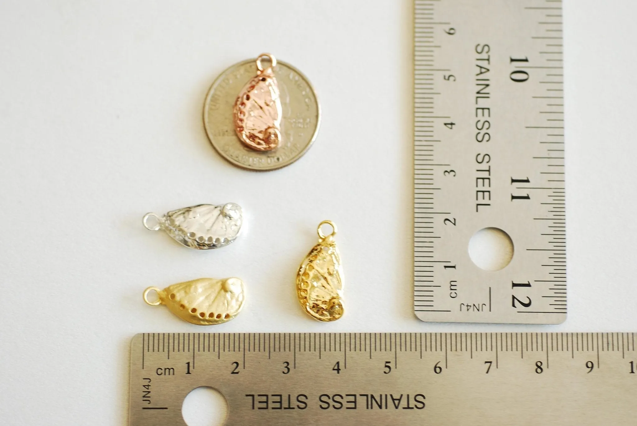 Pink Rose Wholesale Gold Abalone Shell Charm- Vermeil, cowrie shell, nautical sea shell, oyster shell, seashell charm, beach ocean, shell charm, 372