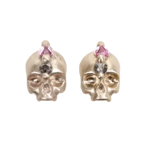 Purple Island Of Idols Skull Stud Earrings in White - Made to Order