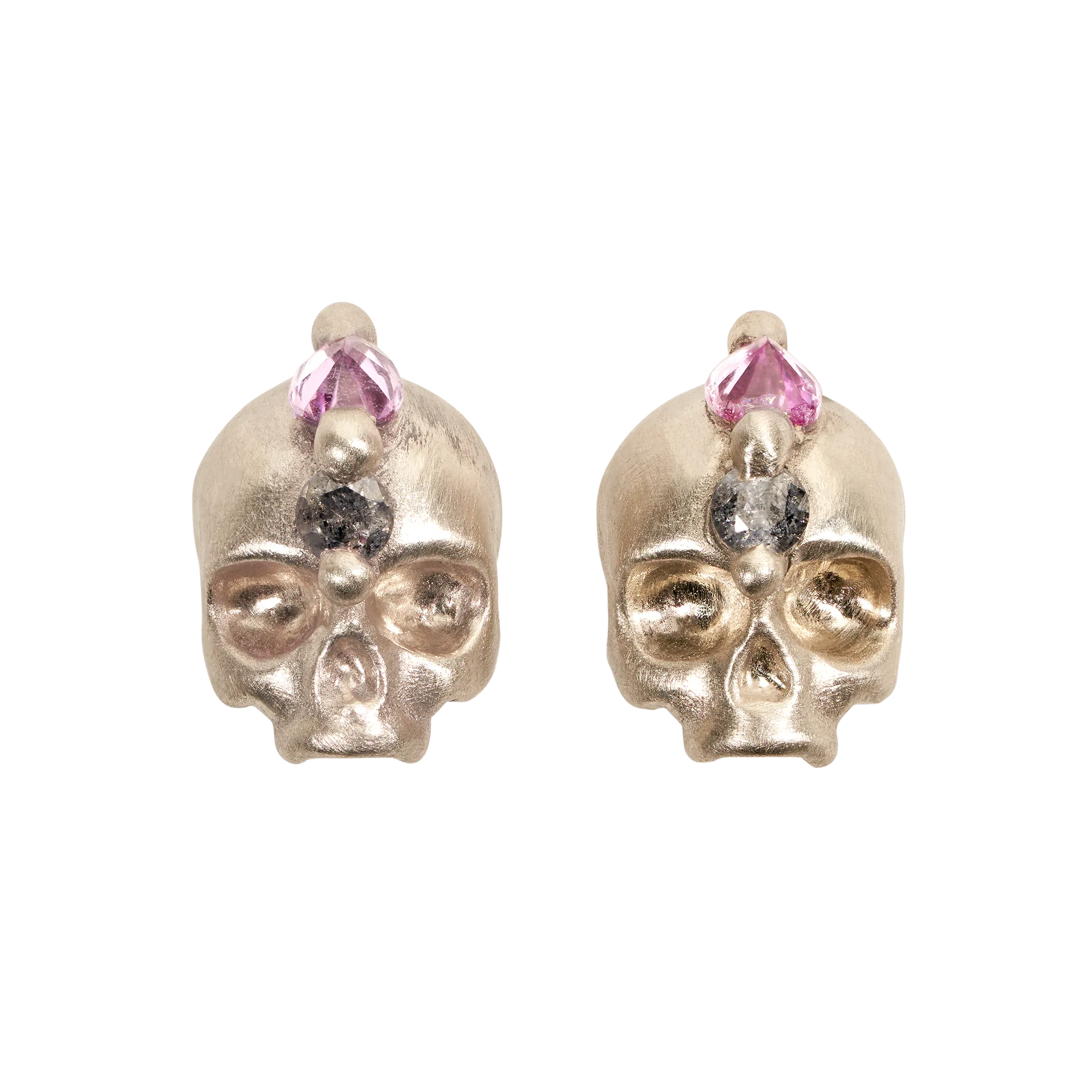 Purple Island Of Idols Skull Stud Earrings in White - Made to Order