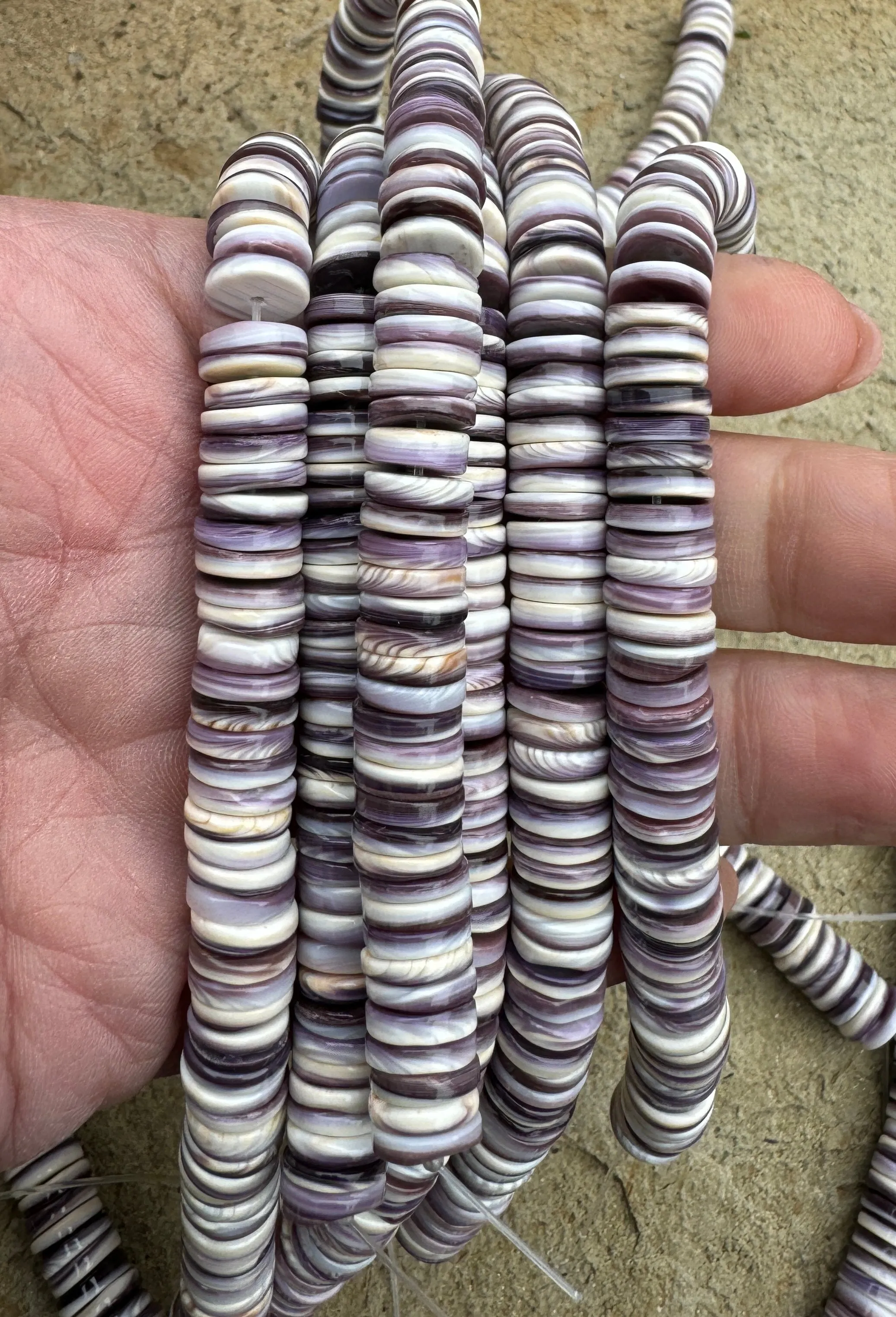 RARE Purple Wampum 9mm Wheel/Heishi Beads, 8 inch strand