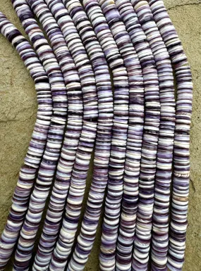 RARE Purple Wampum 9mm Wheel/Heishi Beads, 8 inch strand