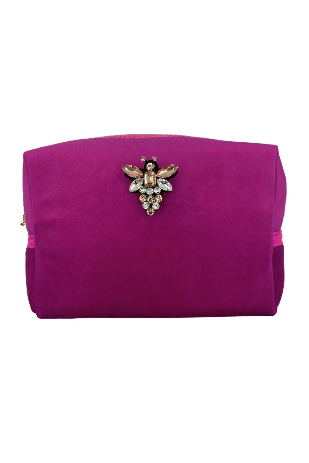 RECYCLED VELVET MAKEUP BAG FUCHSIA