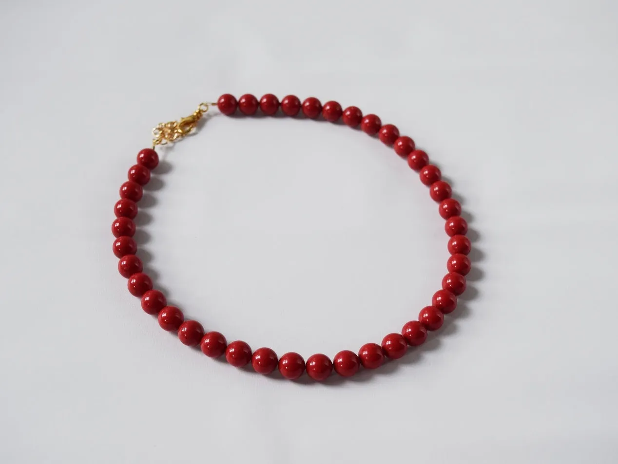 Red Coral Beaded Necklace - Medium