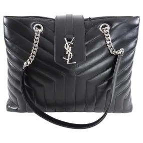 Quilted Saint Laurent Lou Lou Black Shoulder Tote Bag