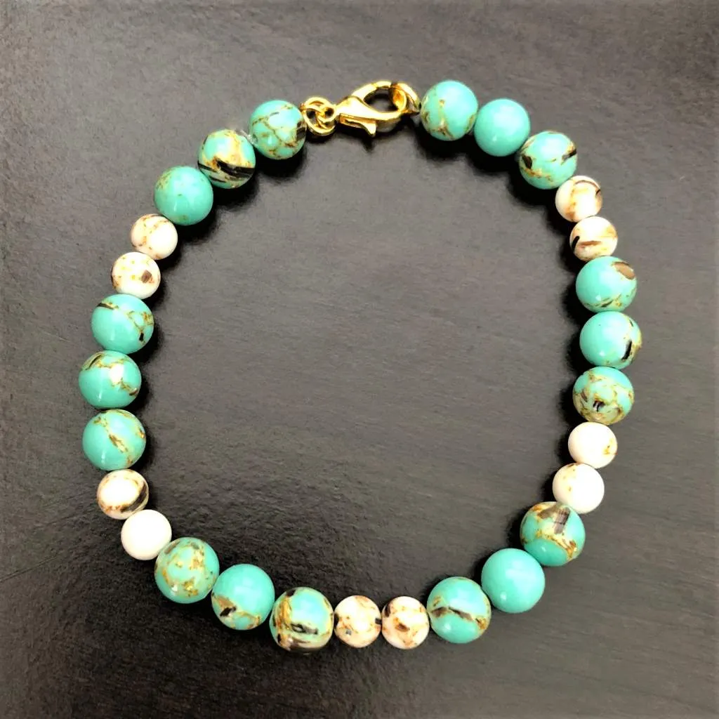 Sea Green and White Mosaic Shell Bracelet