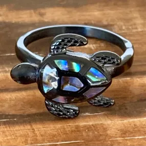 Sea Shell Turtle Ring - Black - R171