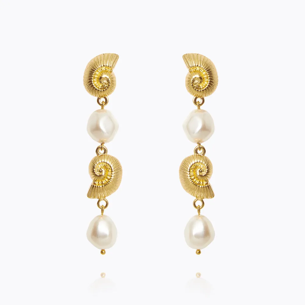 Shell Pearl Earrings / Pearl