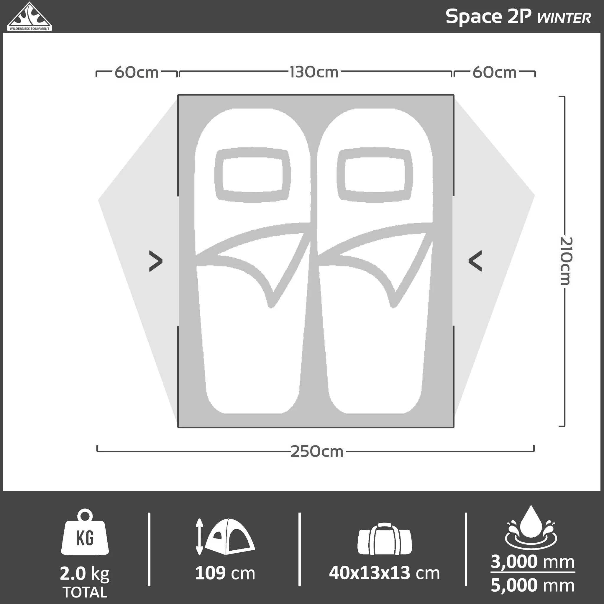 Space 2P Winter Hiking Tent - Nylon Inner