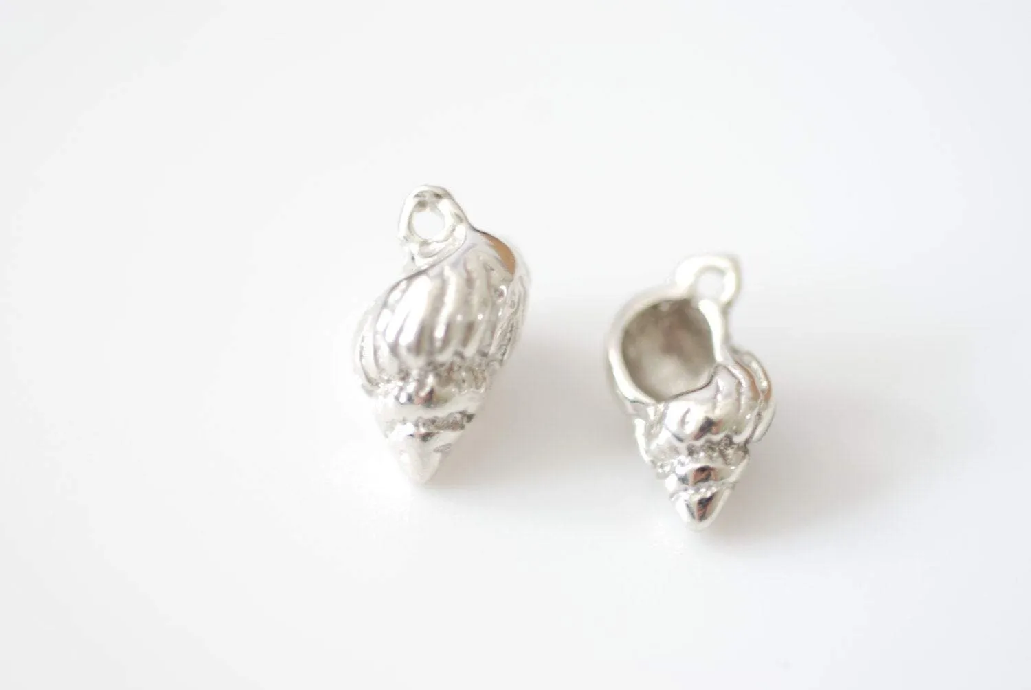 Sterling Silver Wholesale Sea Shell Conch Shell Charm Pendant- 925 Sterling SIlver Sea Life Shell Pendants, Silver Shell Charm, Silver Hermit Shell