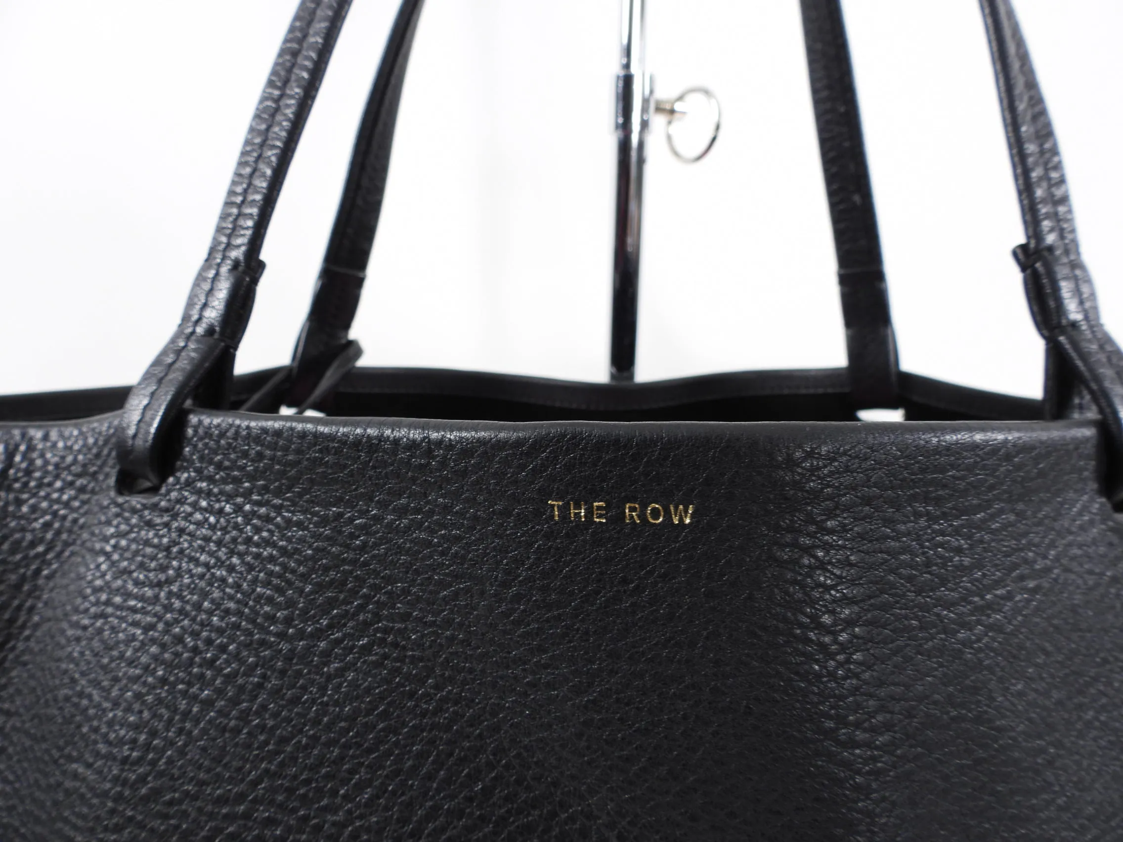 The Row Black Leather Park Three Tote Bag