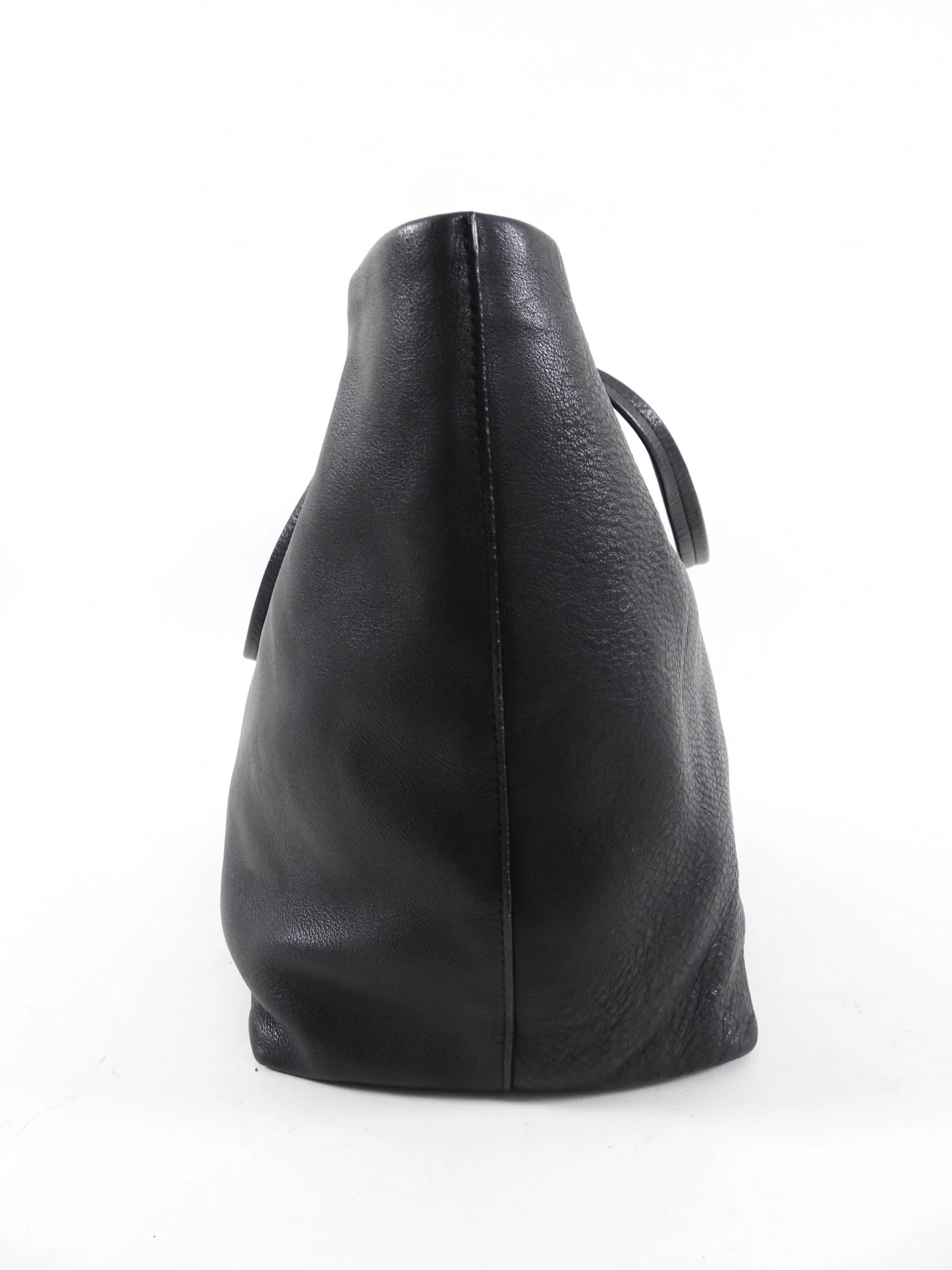 The Row Black Leather Park Three Tote Bag