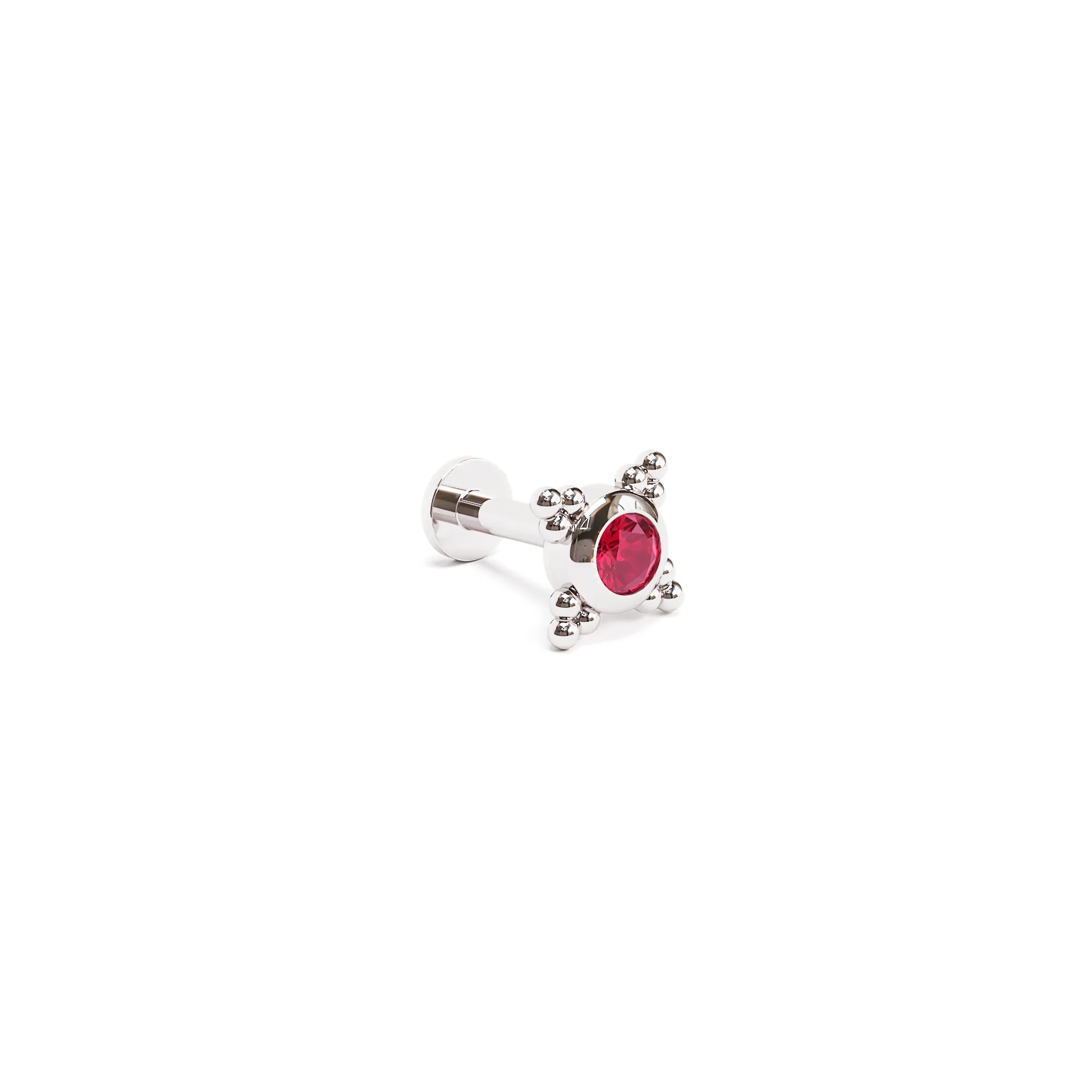 Tiny 14K Gold Ruby Beaded Stud