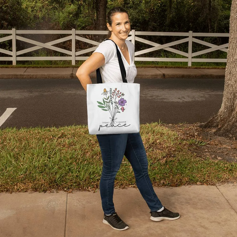 Today I Choose Peace Spring Wildflower Square Classic Tote Bag