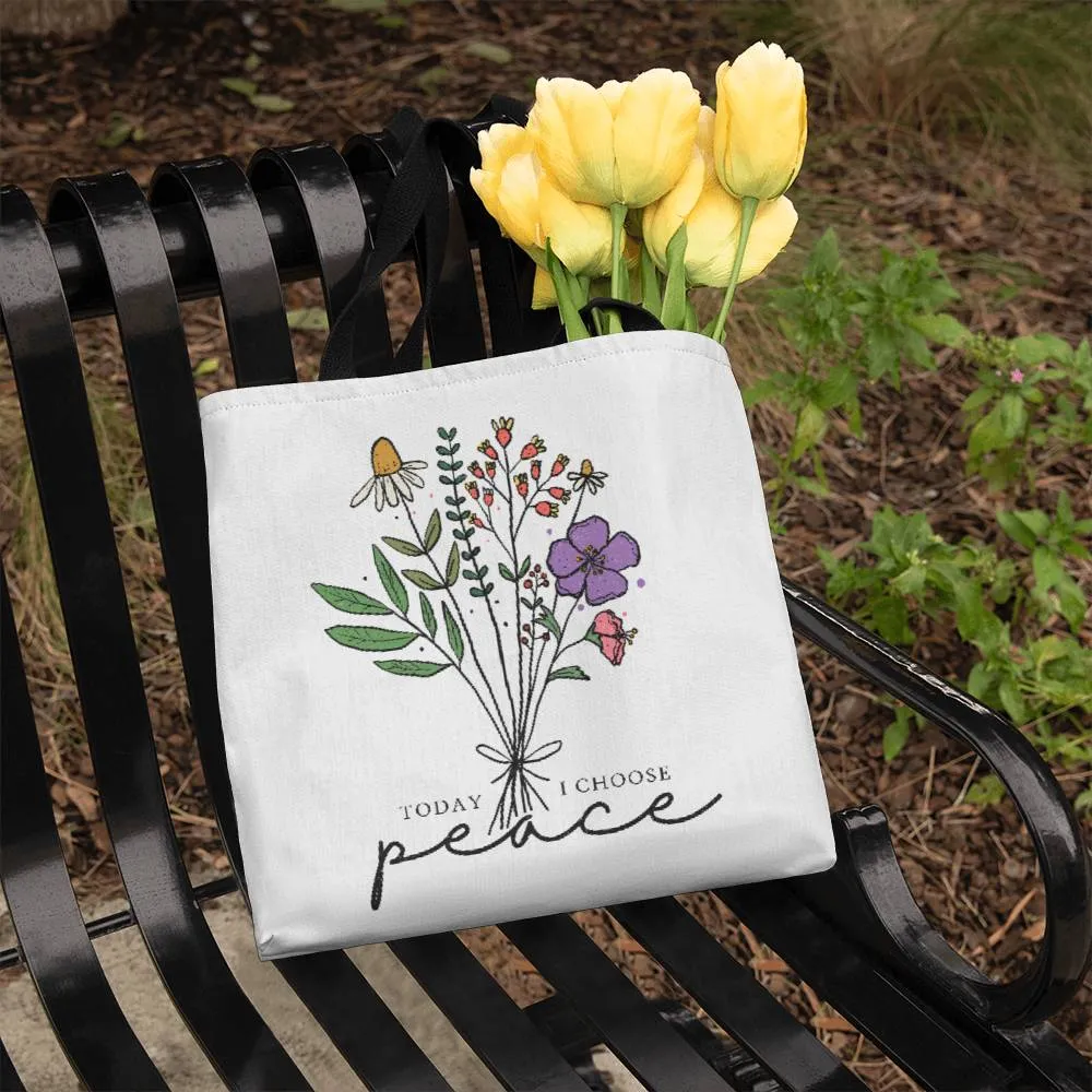 Today I Choose Peace Spring Wildflower Square Classic Tote Bag