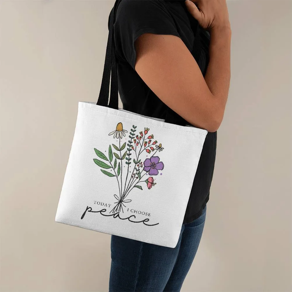 Today I Choose Peace Spring Wildflower Square Classic Tote Bag