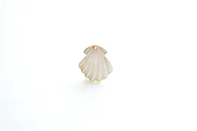 Wholesale Mother of Pearl Scallop Shell Pendant- 22k Gold Electroplated Rim, Shell Charm, Shell Pendant, Sea Shell, Charms, VermeilSupplies