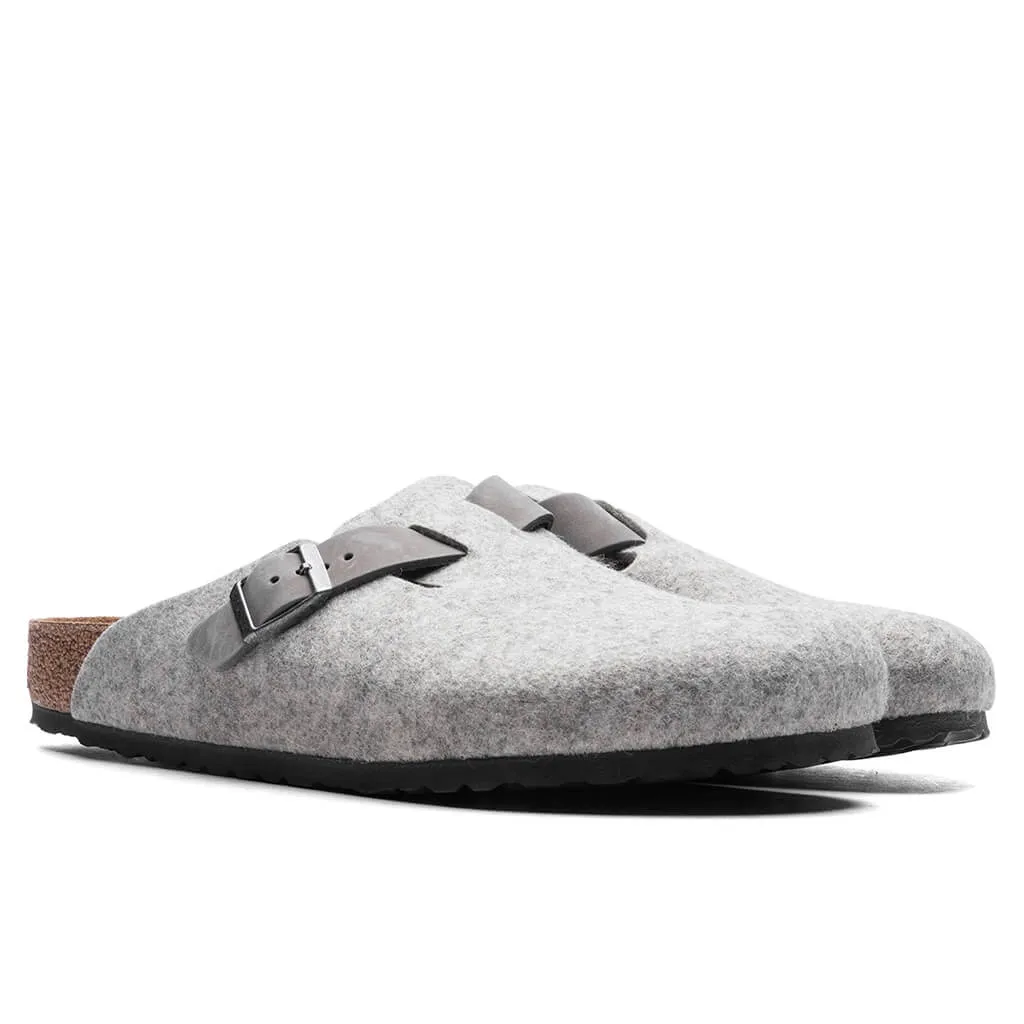 Wide Boston Leather - Light Grey